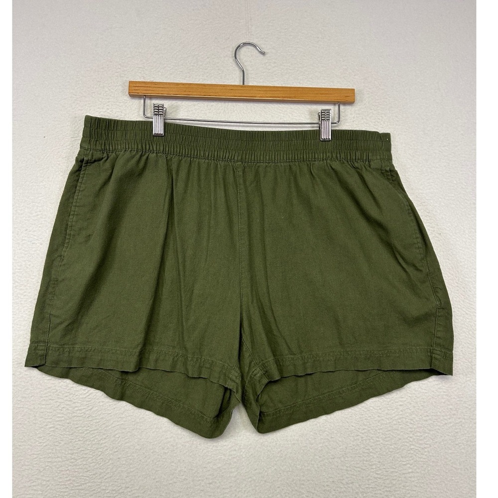 Coastal Old Navy Linen Blend Pull On Shorts Womens XL Green Comfort Waistband